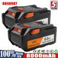 8.0Ah For Ridgid 18V Lithium-Ion Hyper R840085 Battery Pack R840087 R840086