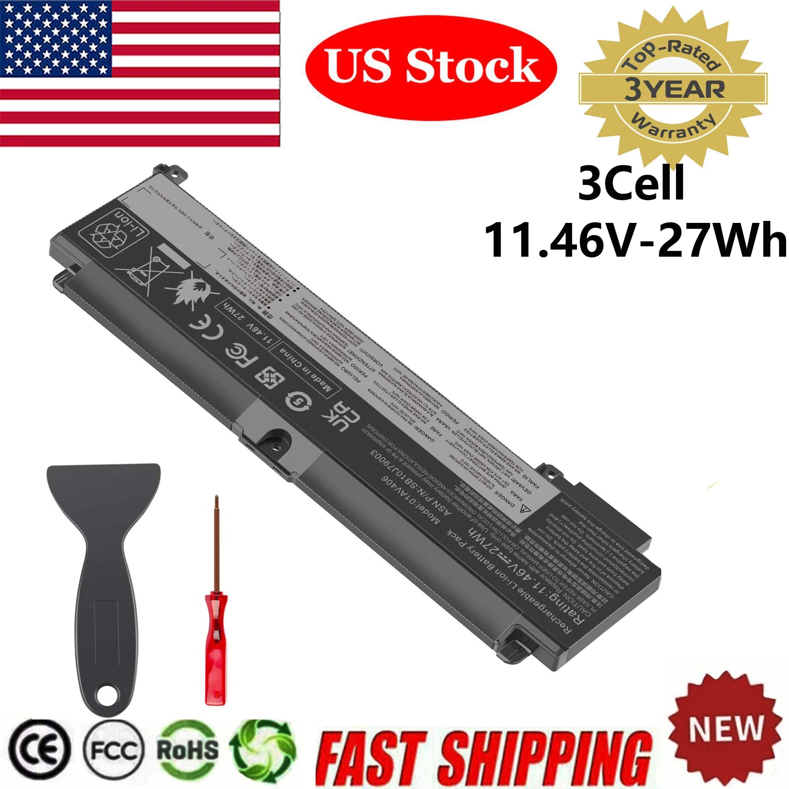 00HW024 00HW025 01AV405 01AV406 Battery for Lenovo ThinkPad T460s T470s 27Wh