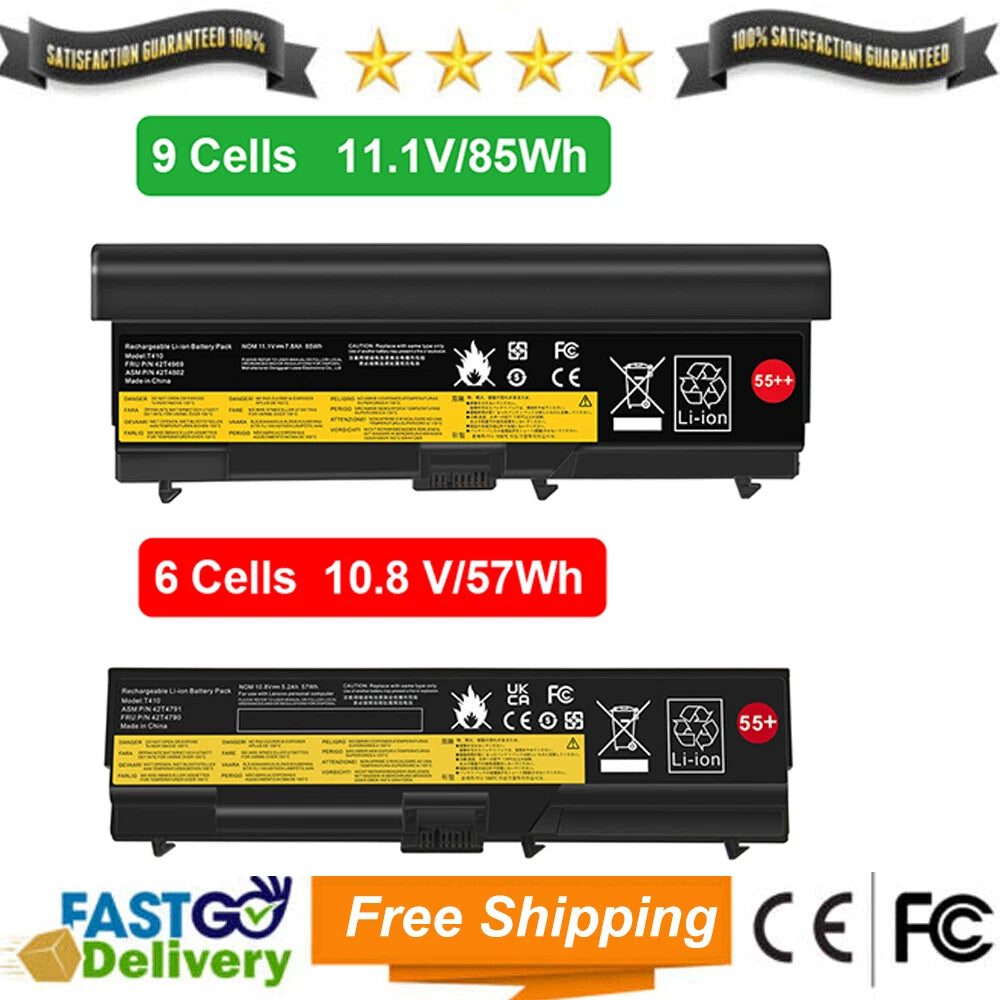 LOT 55++ 6/9Cell Battery for Lenovo ThinkPad 55+T410 T420 T510 T520 W510 W520