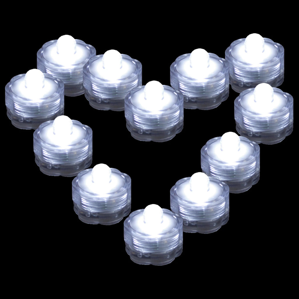 Submersible Waterproof Battery LED Tea Light ~ Wedding Decoration~WHITE~ 12 Pack