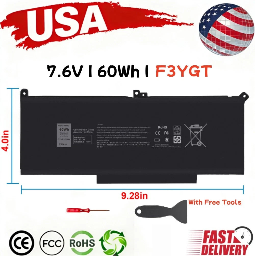 ?LOT F3YGT Battery For Dell Latitude E7280 7380 E7480 E7390 7390 7480 7490 60wh