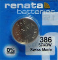 15 Renata 386 SR43W LR43 AG12 Silver Ox Batteries