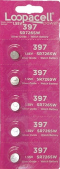 5 Loopacell 397 / 396 (SR726SW, SR726W) Silver Oxide Watch Batteries