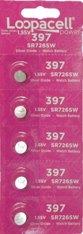 5 Loopacell 397 / 396 (SR726SW, SR726W) Silver Oxide Watch Batteries