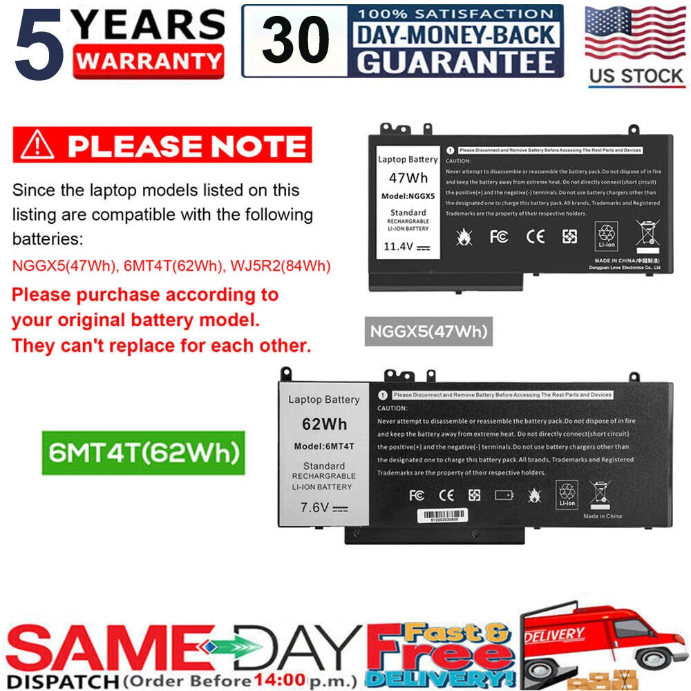 ?NGGX5 6MT4T Battery For Dell Latitude E5270 E5470 E5570 Precision M3510 JY8DF