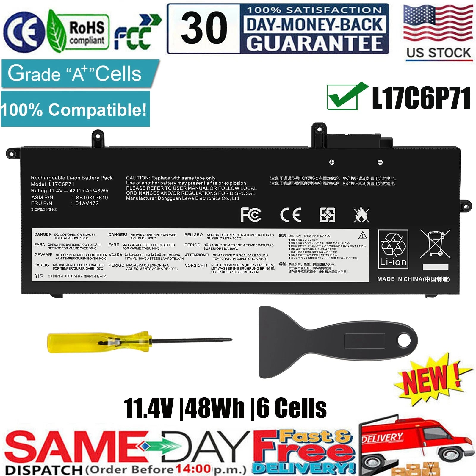 ?01AV470 L17M6P71 L17L6P71 Battery For Lenovo ThinkPad X280 A285 01AV484 01AV471