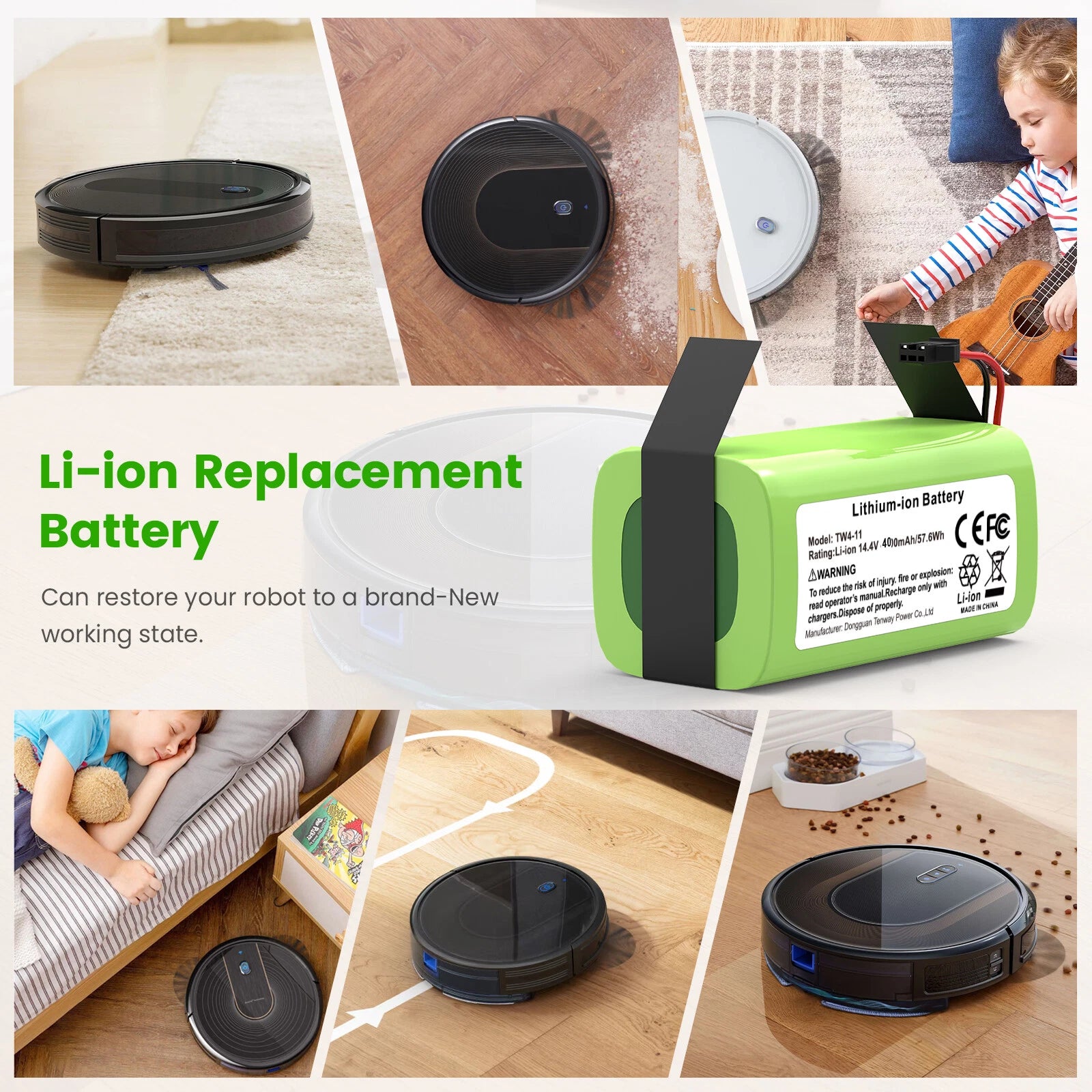 4.0Ah 14.4V LI-ION Battery For Eufy TW4-11 RoboVac 11 11S 15T 15C 25C Deebot N79