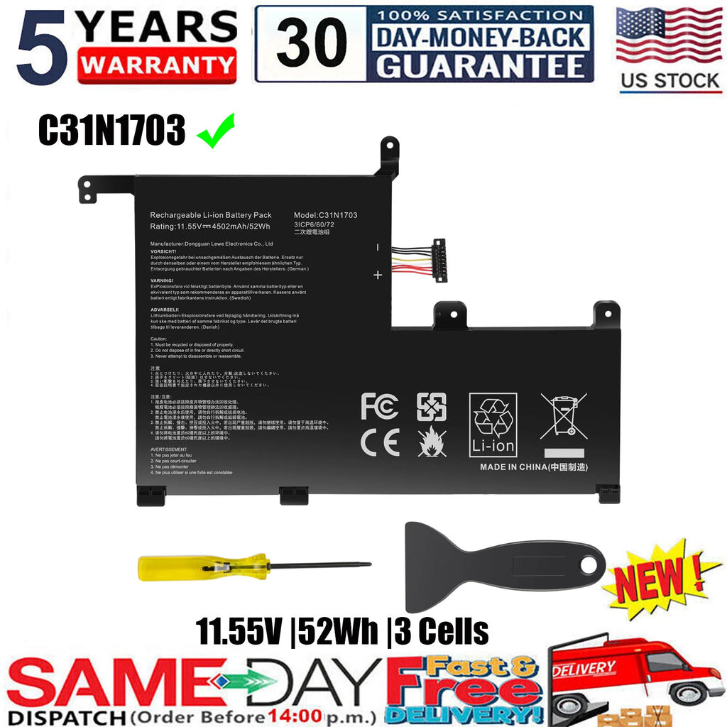 C31N1703 0B200-02650100 Battery for Asus Zenbook Flip UX561UA UX561UN Q525U 52Wh