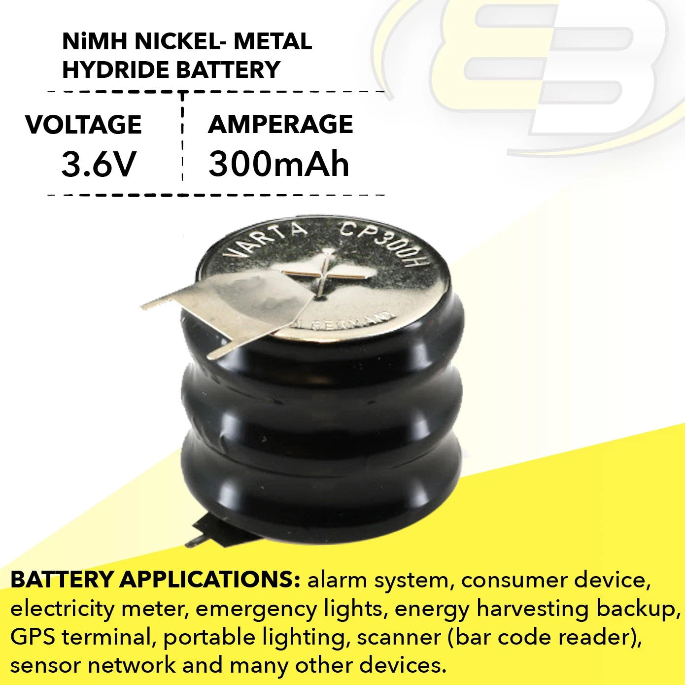 3x 3/CP300H-3PIN 3.6V 300mAh NiMH Battery w/PINS For GPS-Tracker, Meter, Servers