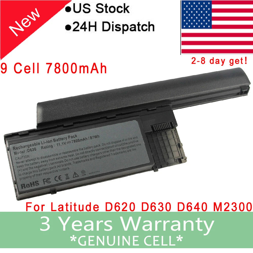 9 Cell Laptop Battery for Dell Latitude D620 D630 D631 D640 PC764 TC030 M2300 F