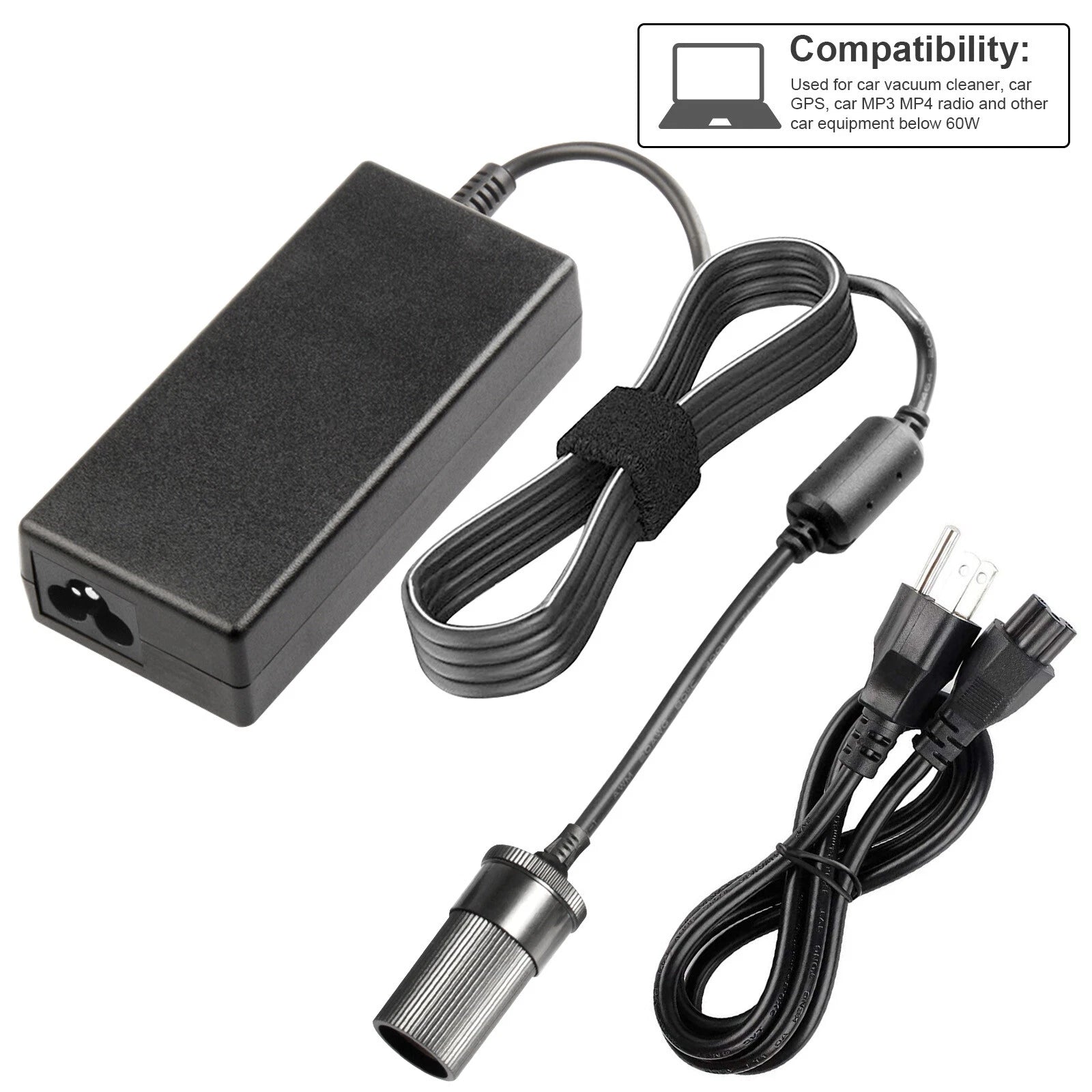 AC&DC Power Adapter,5A Converter 110V AC to 12V DC,Car Cigarette Ligher Socket