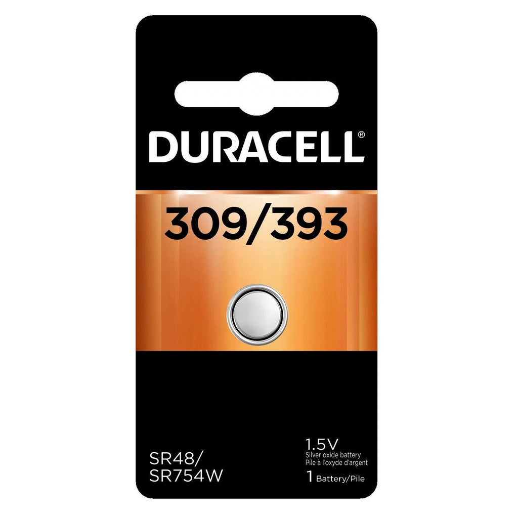 2 309/393 Duracell Silver Oxide Batteries (G5, SR48, G5A, SR754, SR754W, LR750)