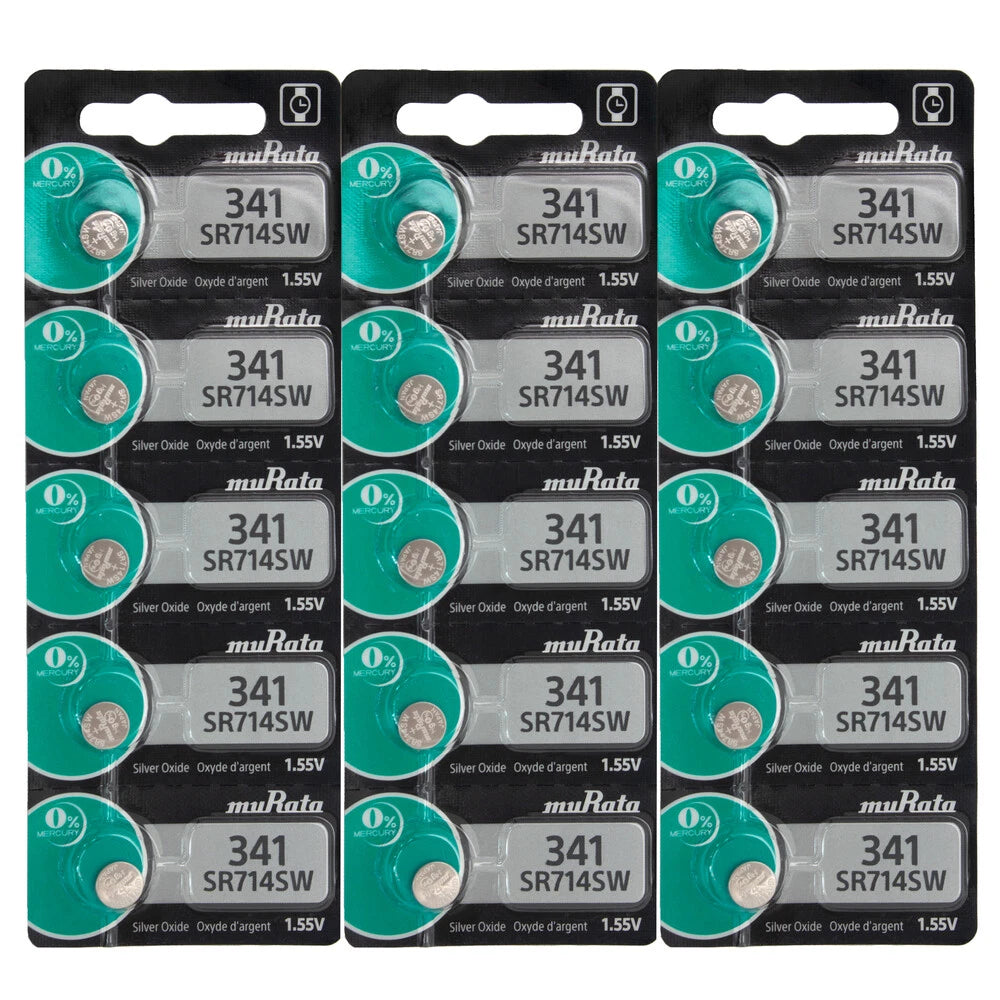 15 Pieces Genuine Murata SR714SW 341 Watch Battery Silver Oxide 1.55V Made in