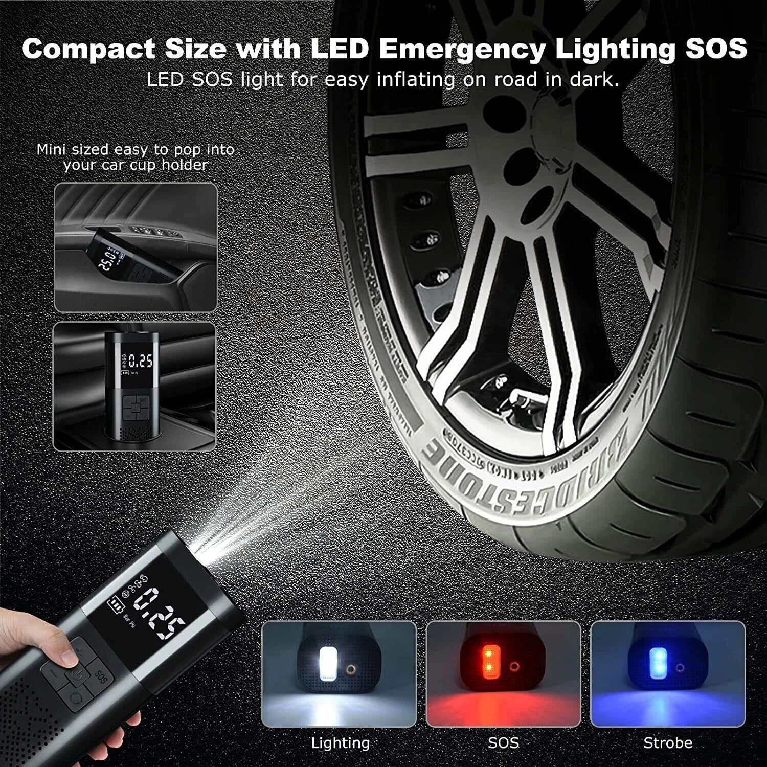 8000mAh Digital Tire Inflator Car Air Pump Compressor Electric Portable Auto 12V