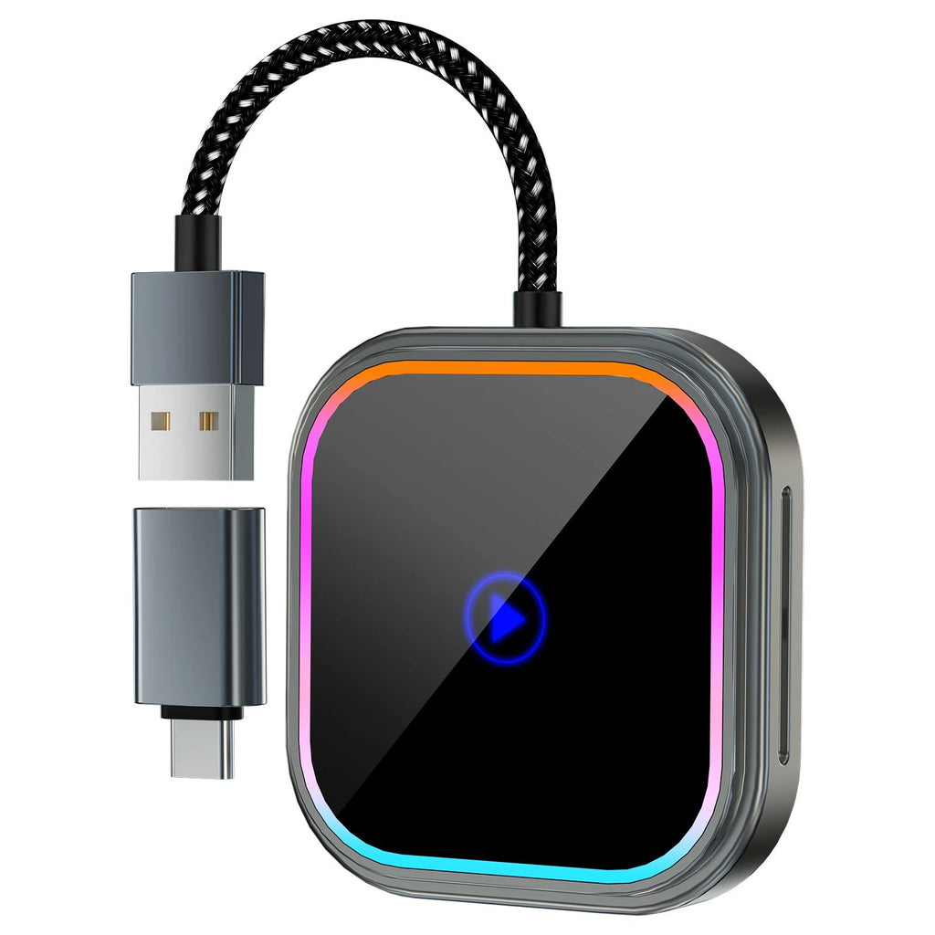?LED 2in1 Wireless Apple CarPlay/Android Auto Adapter 5.0 Dongle USB Plug & Play