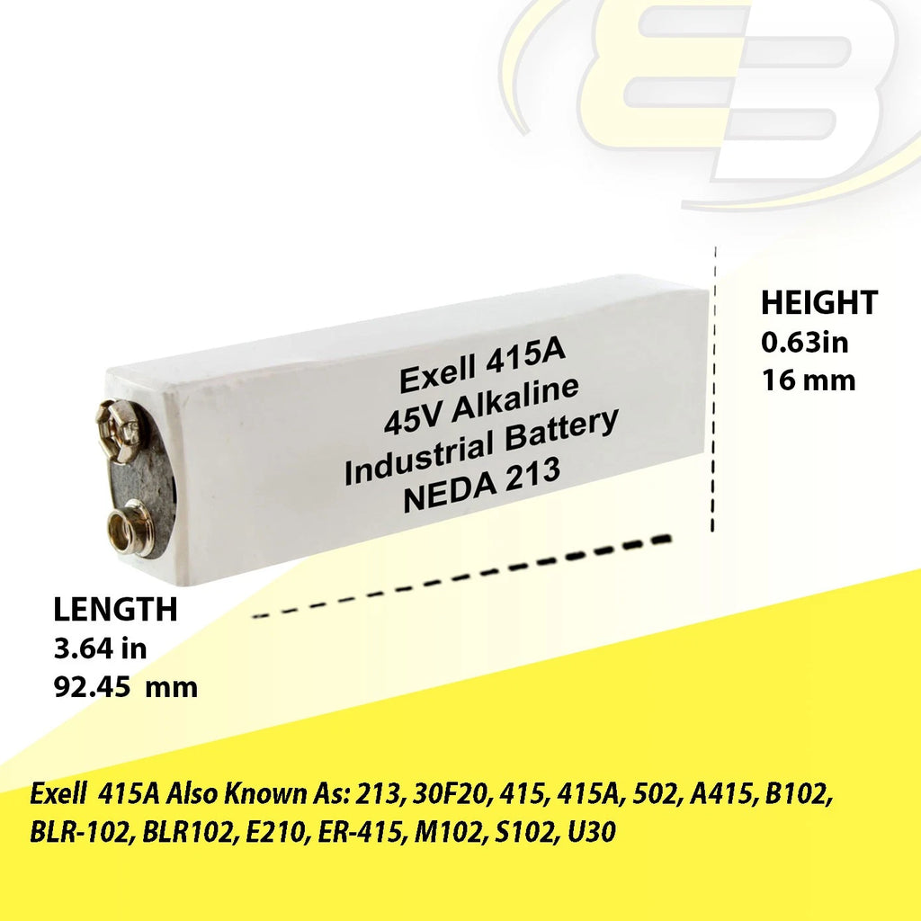 Exell 415A Alkaline 45V Battery NEDA 213, Compatible With 30F20, BLR102, A415