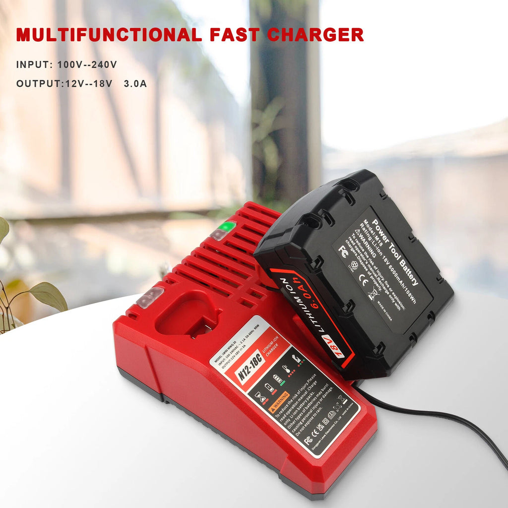 Rapid Charger for Milwaukee 12V-18V Lithium Battery for M12 for M18 48-59-1812