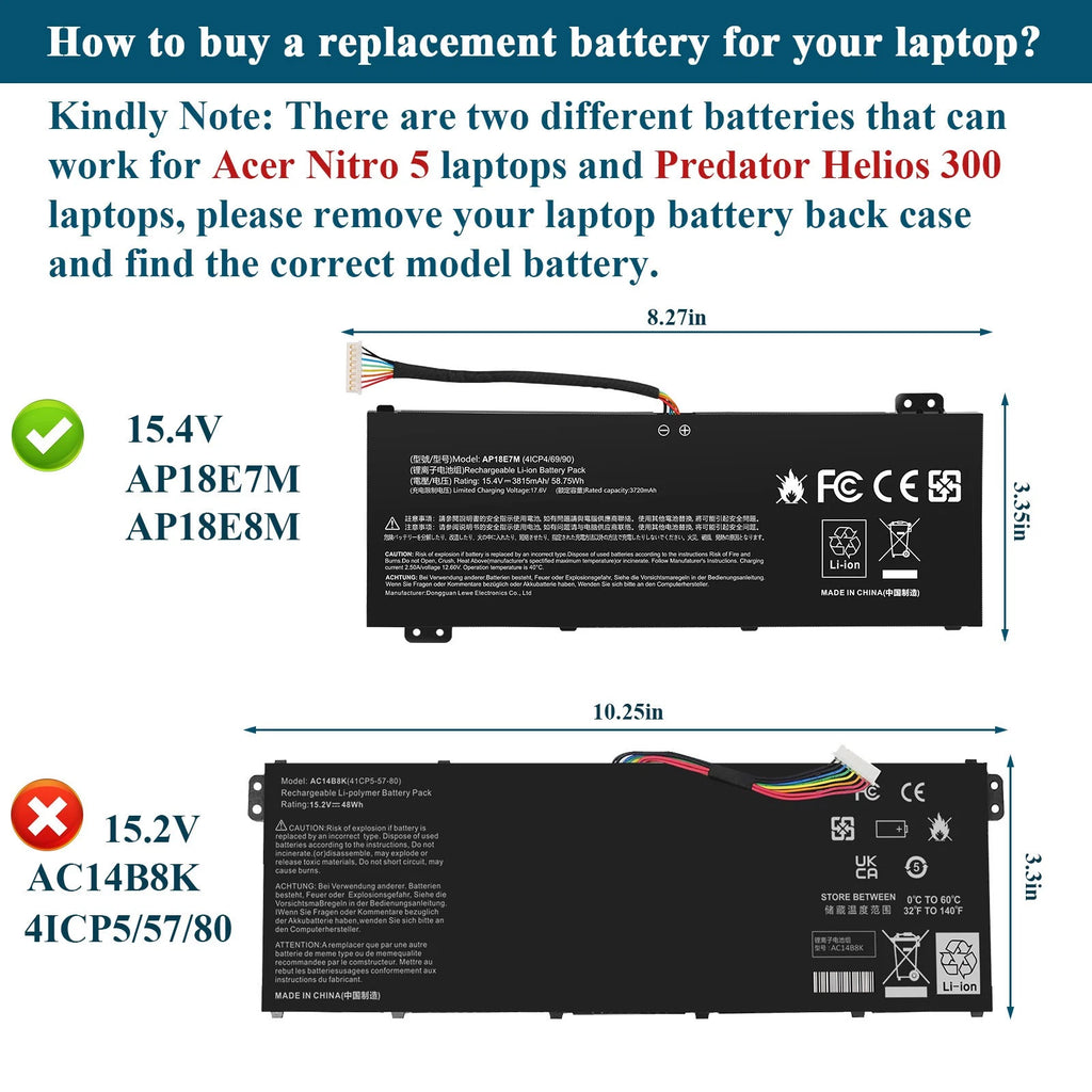 AP18E7M AP18E8M Battery for Acer Nitro 5 AN515-54 AN517-51 Nitro 7 AN715-51 New