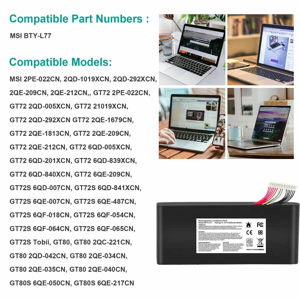 BTY-L77 Battery For MSI MS-1781 MS-1782 MS-1783 MS-1785 GT72 GT72VR 2QD 2PE 2QE