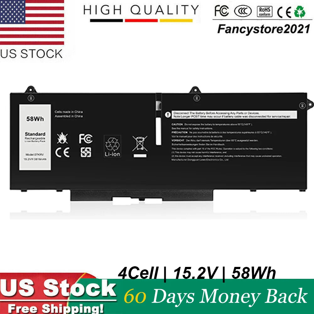 New 58Wh 07KRV Battery Fits for Dell Latitude 5530 5430 Precision 3570 M69D0