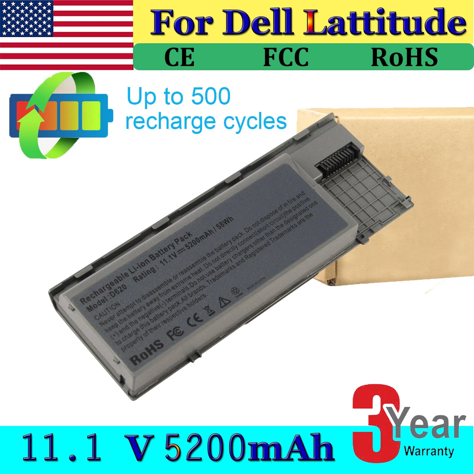 New Laptop Battery for Dell Latitude D620 D640 D630 JD616 TD117 TG226 RD301