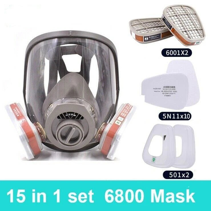 15 in 1 Full Face Gas Mask Facepiece Respirator For Chemical Painting Spraying
