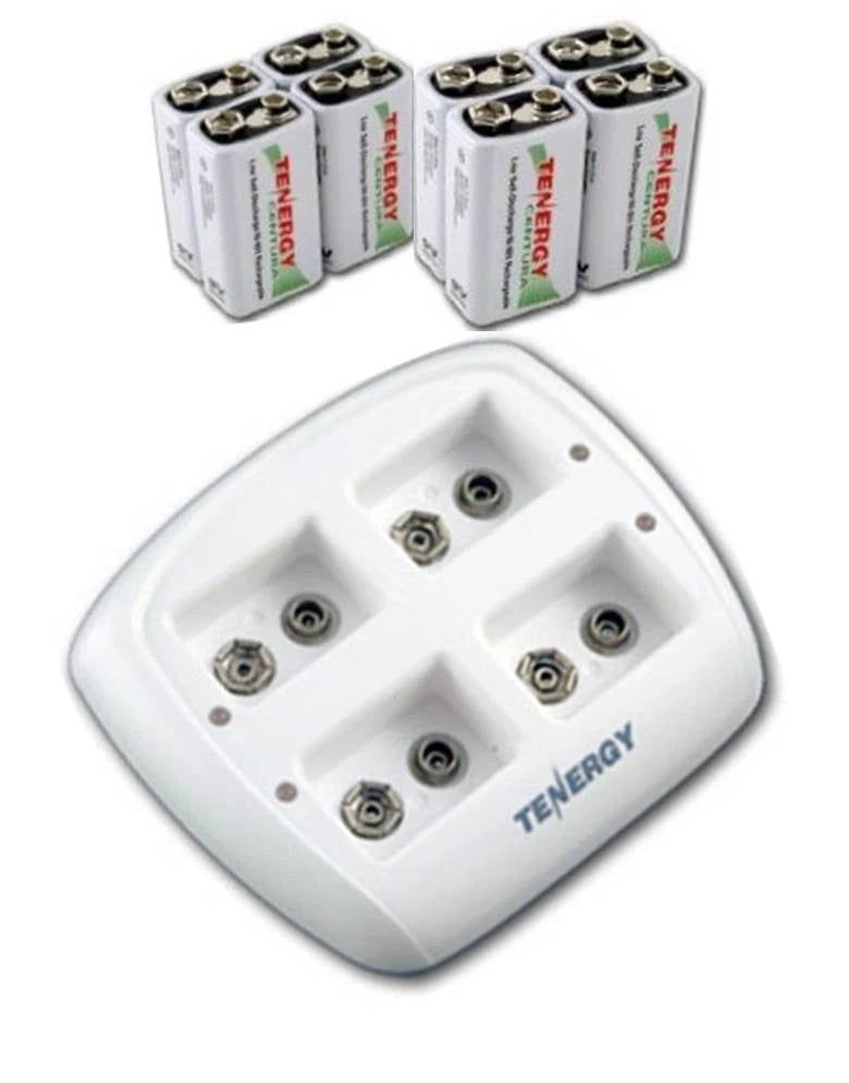 Tenergy Smart 9V Charger TN136 With Eight Batteries