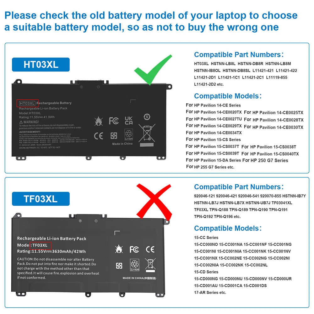 HT03XL Battery for HP Pavilion 15-CD 15-CS 15-DA L11421-422 HSTNN-LB8M L11119-85
