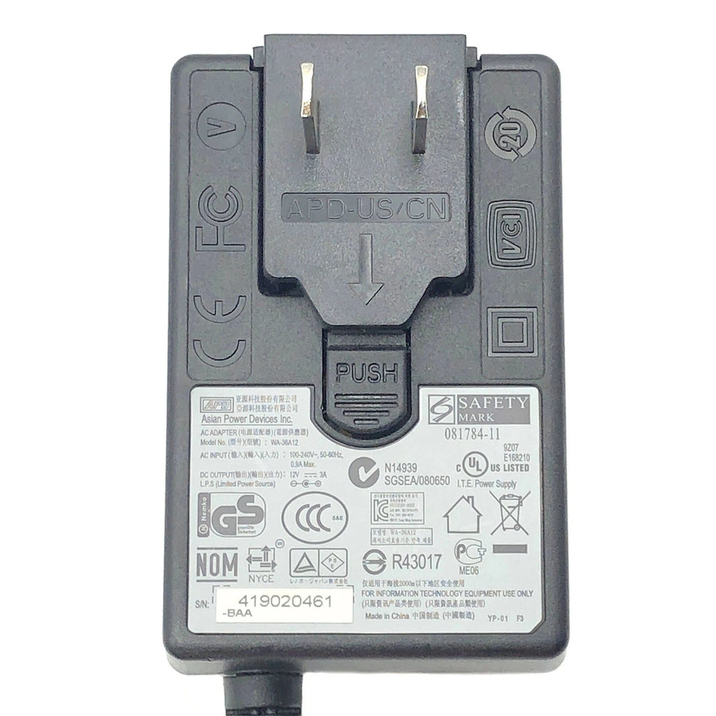 NEW Genuine APD WA-36A12 AC Power Adapter 12V 3A N14939 Power Supply 36W OEM