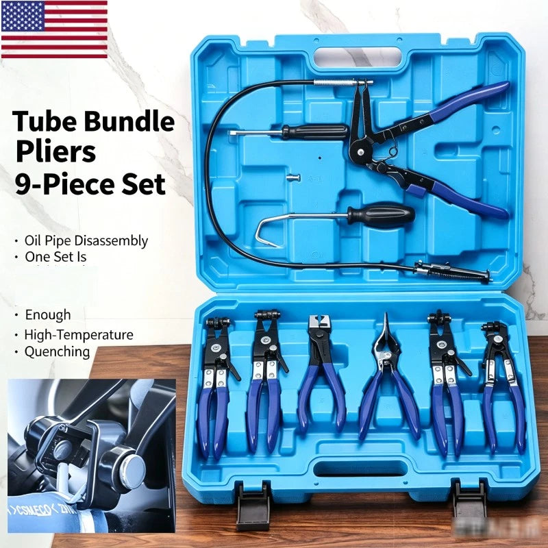 Hose Clamp Clip Remover Pliers Wire Long Reach Kit Fuel Oil Water Hose Tool 10PC