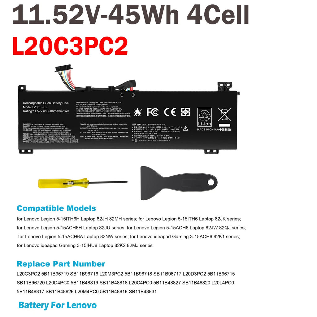 ??Battery L20C3PC2 For Lenovo Ideapad Gaming 3-15ACH6 82K1 L20M3PC2 L20D3PC 45Wh