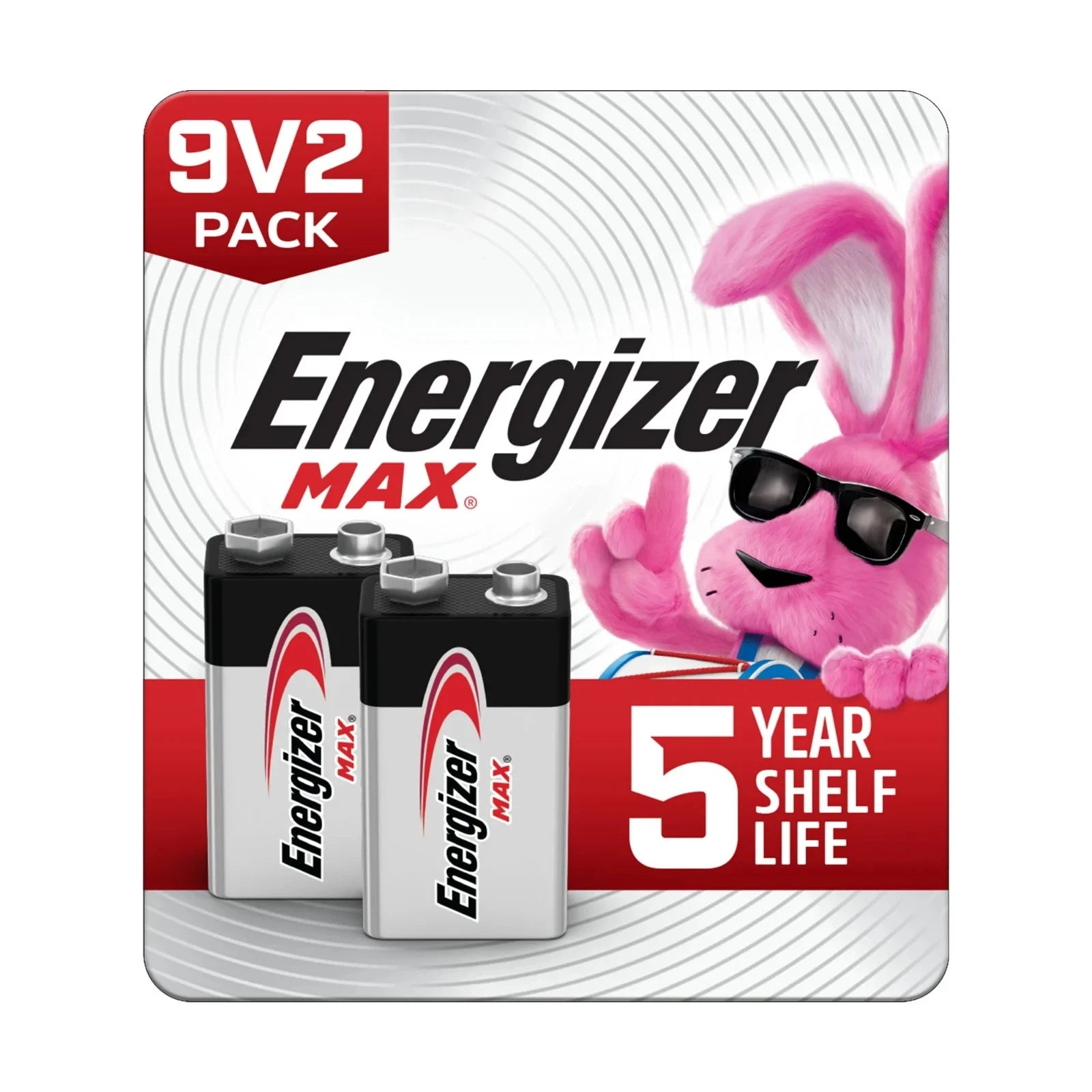 Energizer MAX 9V Batteries (2 Pack), 9 Volt Alkaline Batteries