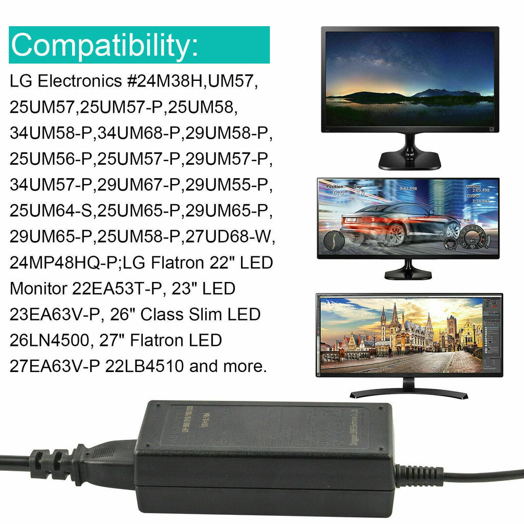 For LG LED LCD Monitor HD 60W AC Adapter Charger Power Supply 19V 3.16A NEW