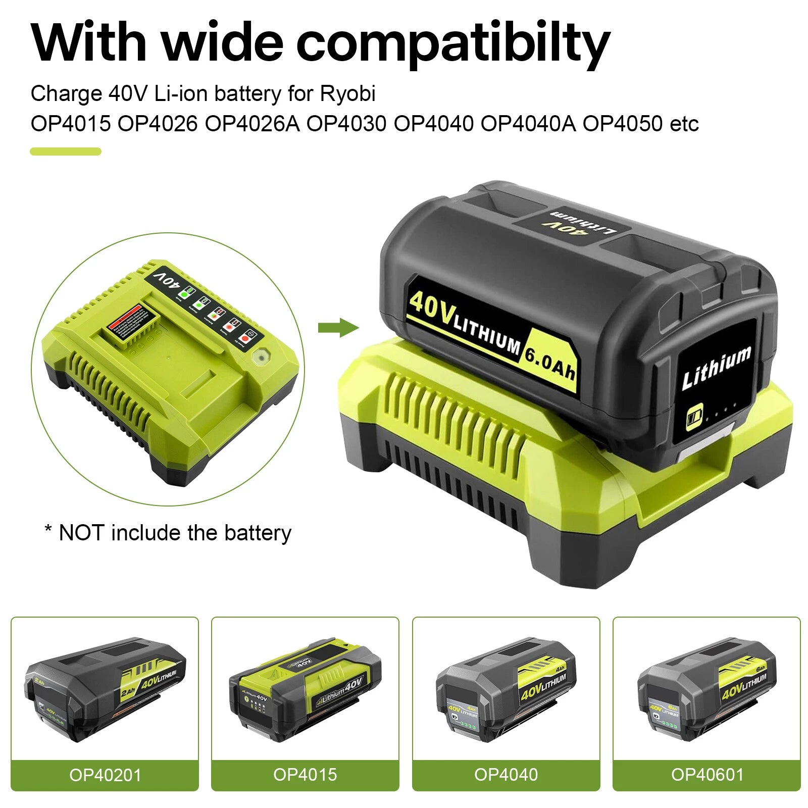 6.0Ah For Ryobi 40V Battery Charger Lithium OP4060 OP4030 OP4050 OP40602 OP40261