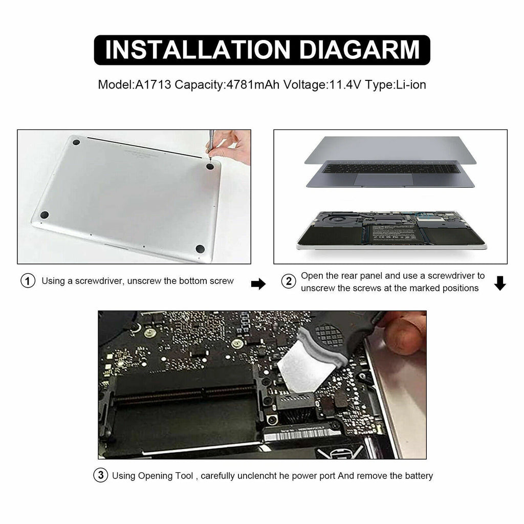 ??A1713 A1708 Battery For MacBook Pro 13" Late 2016 Mid 2017 EMC 2978 EMC 3164