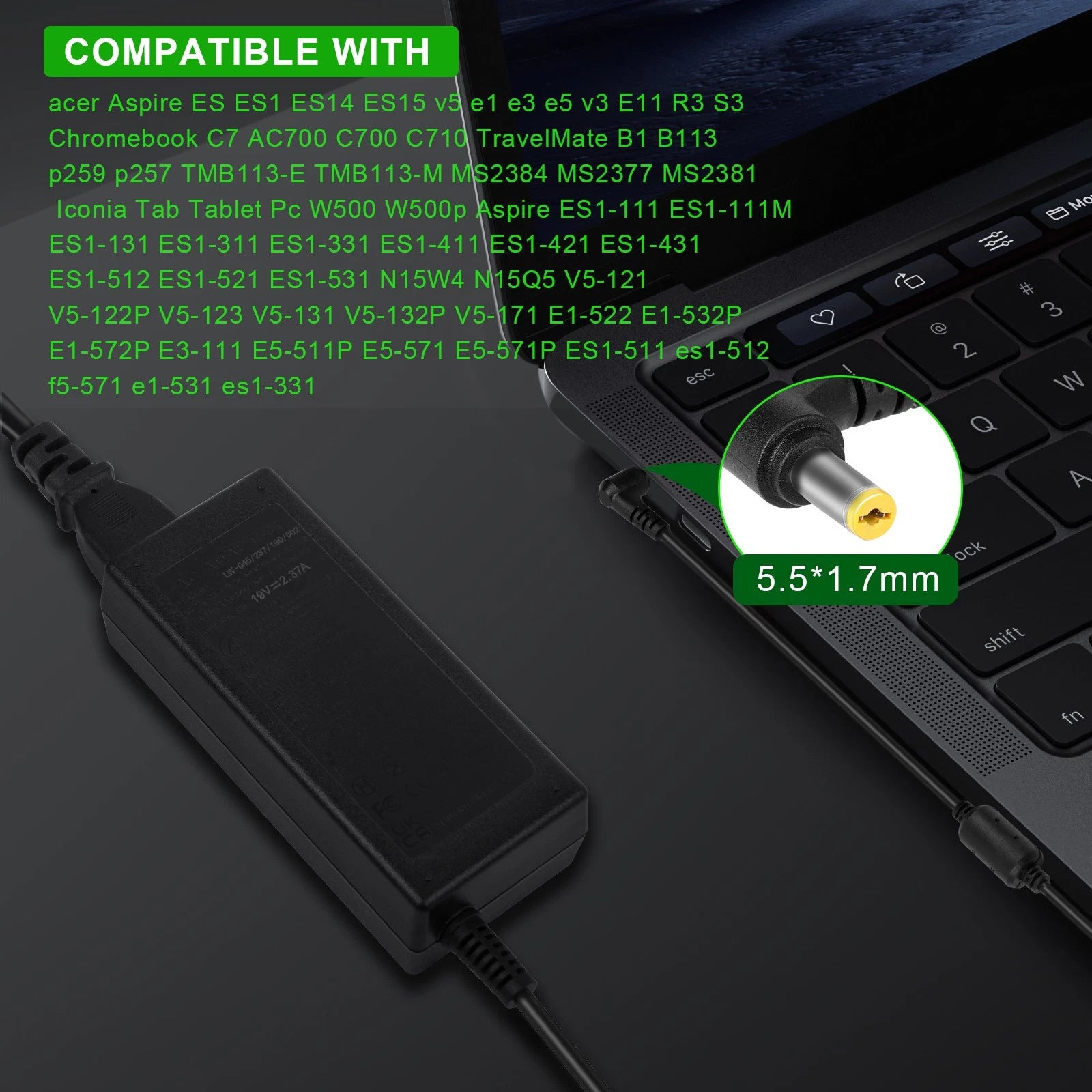 45W AC Adapter for Acer Aspire One A110 A150 D150 D250 ZG5 KAV10 KAV60 Charger
