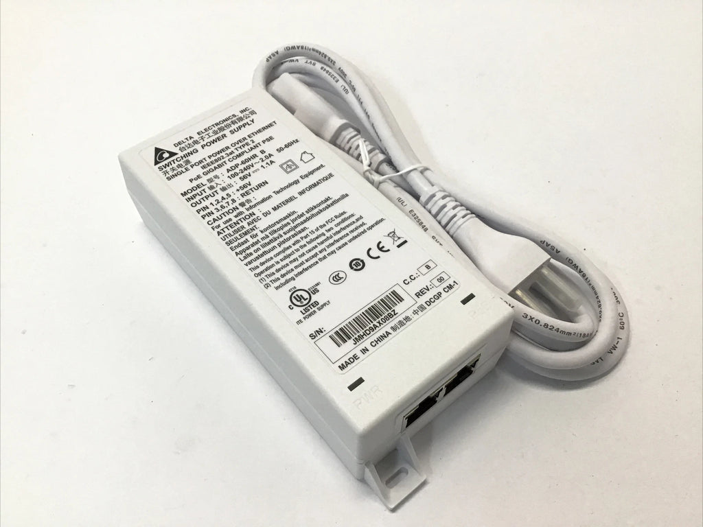 Lot of 5 - Delta PoE Injector 56V Gigabit Single Port Over Ethernet ADP-60HR B