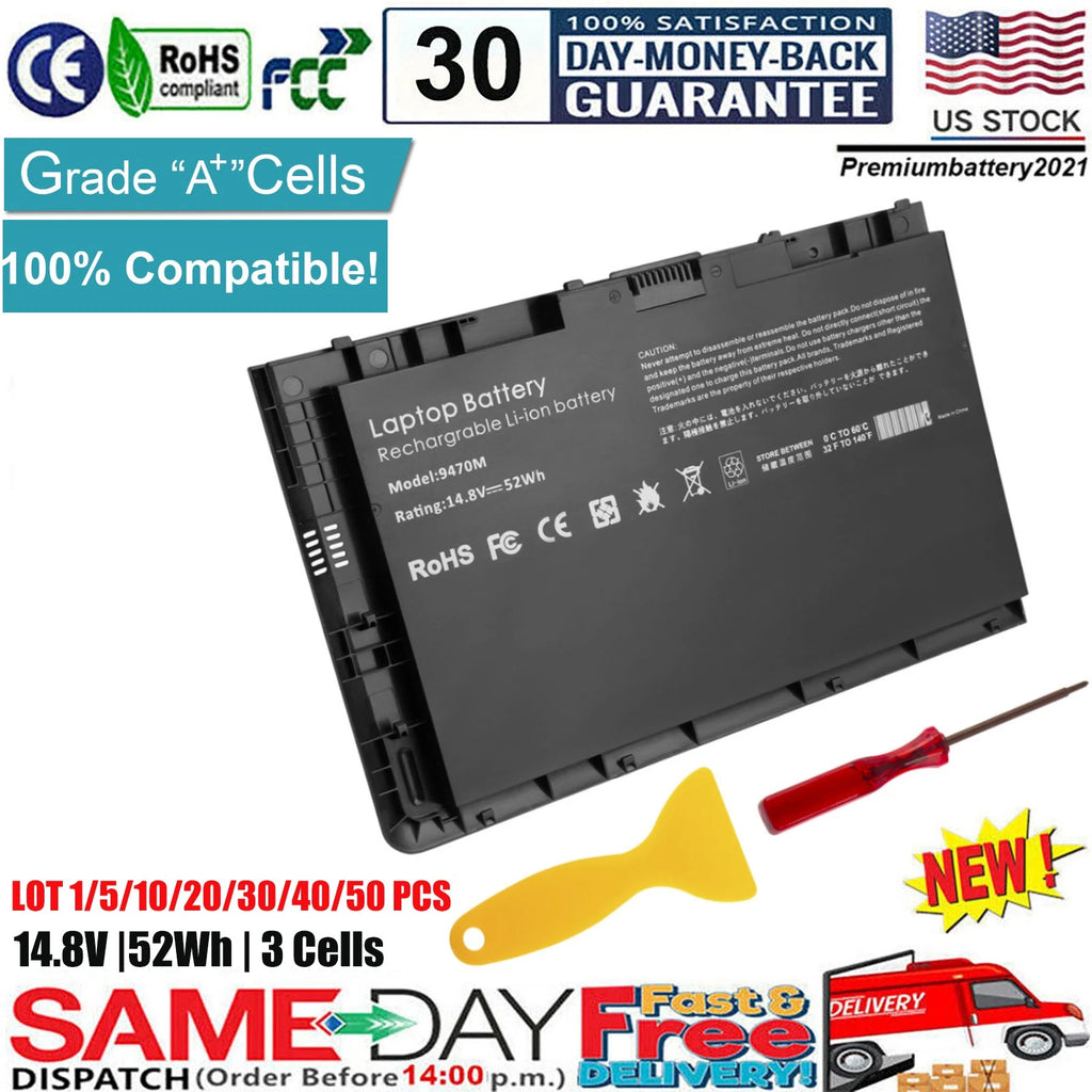 ?LOT BT04XL Battery For HP EliteBook Folio 9470M 9480M Series 682962-001 BA06 US