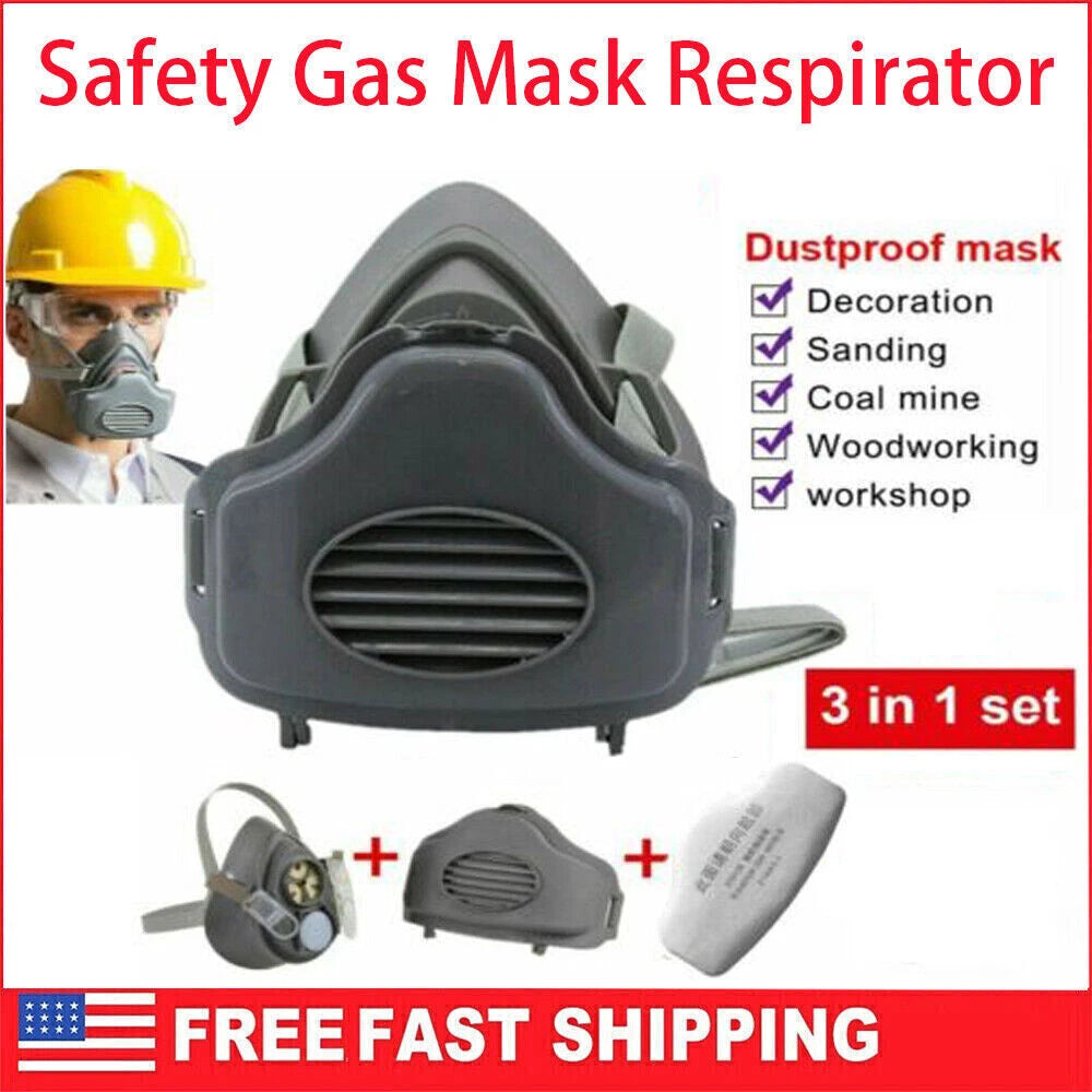 Silicone Half Face Gas Mask Paint Spray Chemical Respirator Reusable 95% Filter