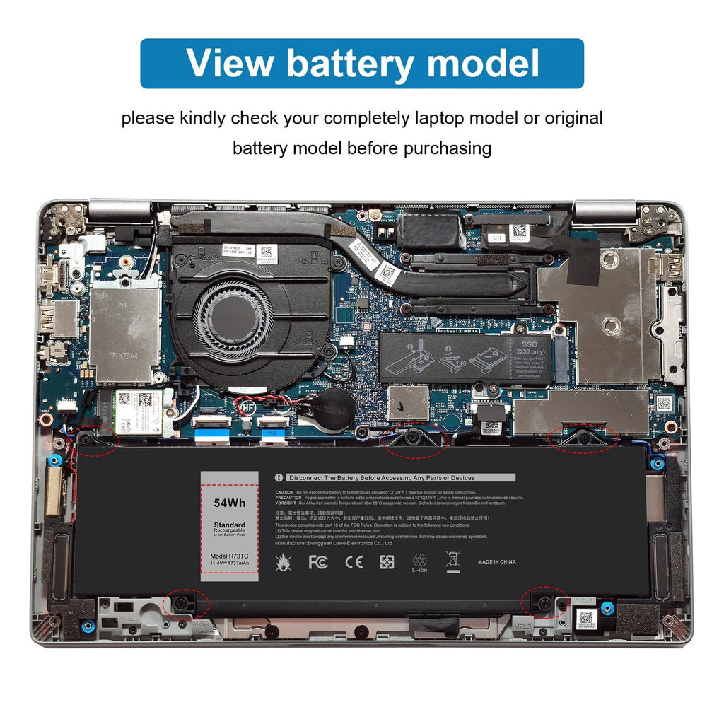 R73TC DR02P Battery for Dell Latitude 14 3440 5440 15 5540 5550 13 5340 5350 54W