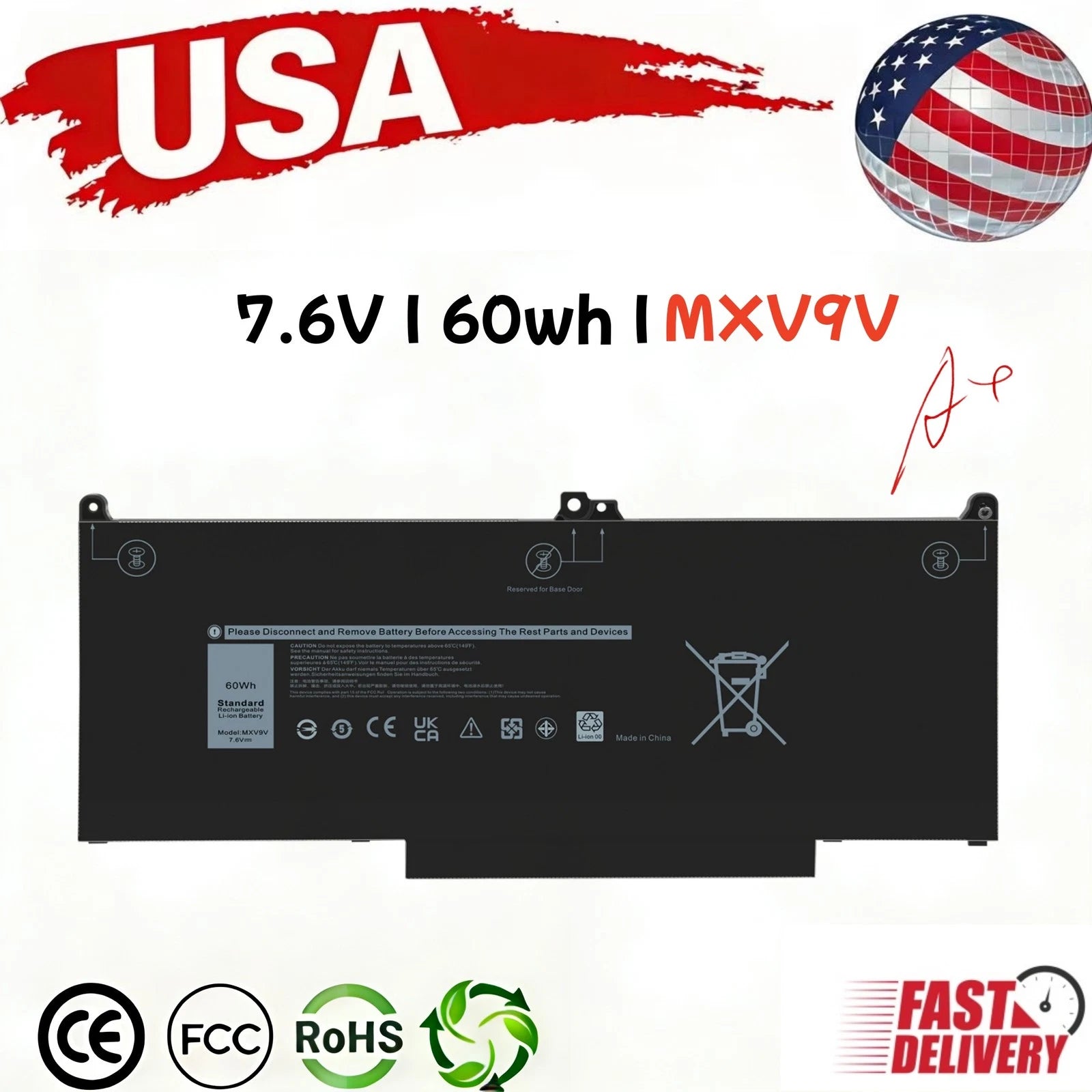 ?LOT 50X MXV9V Battery For Dell Latitude 5300 5310(2-in-1 )7300 7400 5VC2M 829MX
