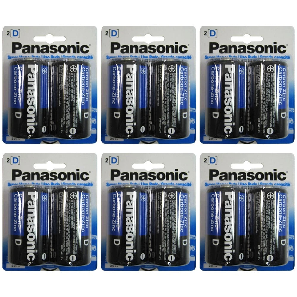 12x Panasonic Size D Batteries 1.5V Heavy Duty D2 x 6
