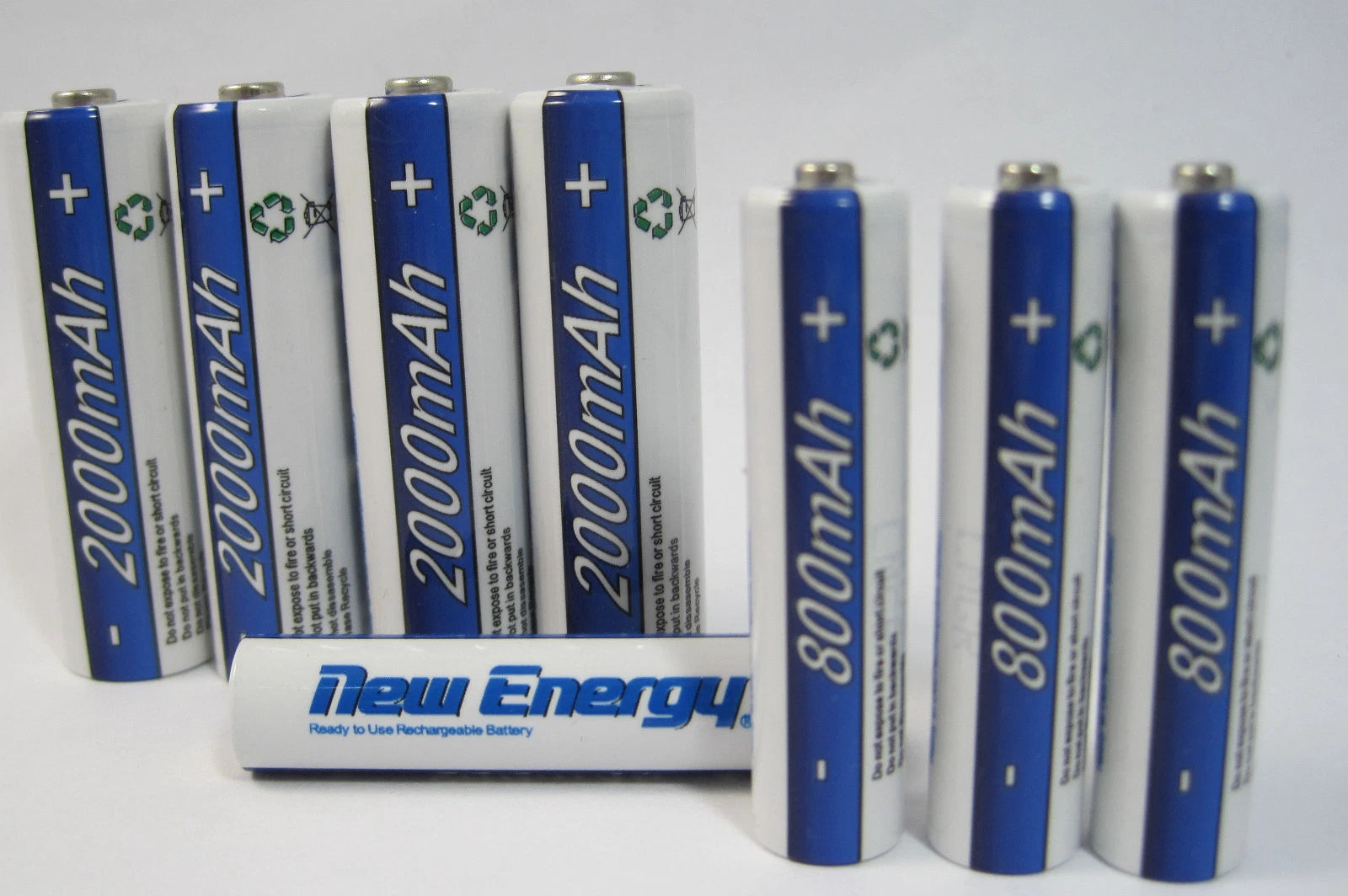4 AA and 4 AAA Precharged Rechargeable Batteries New Energy