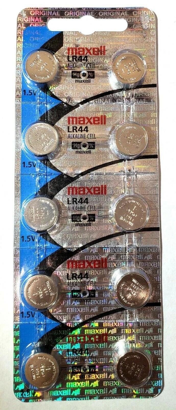 10 LR44 A76 L1154 AG13 357 303 BATTERY MAXELL HOLOGRAM