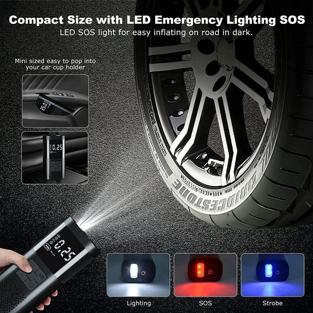 12V Cordless Inflator Compressor Air Pump Tyre Tube Repair Tools for Car Bike