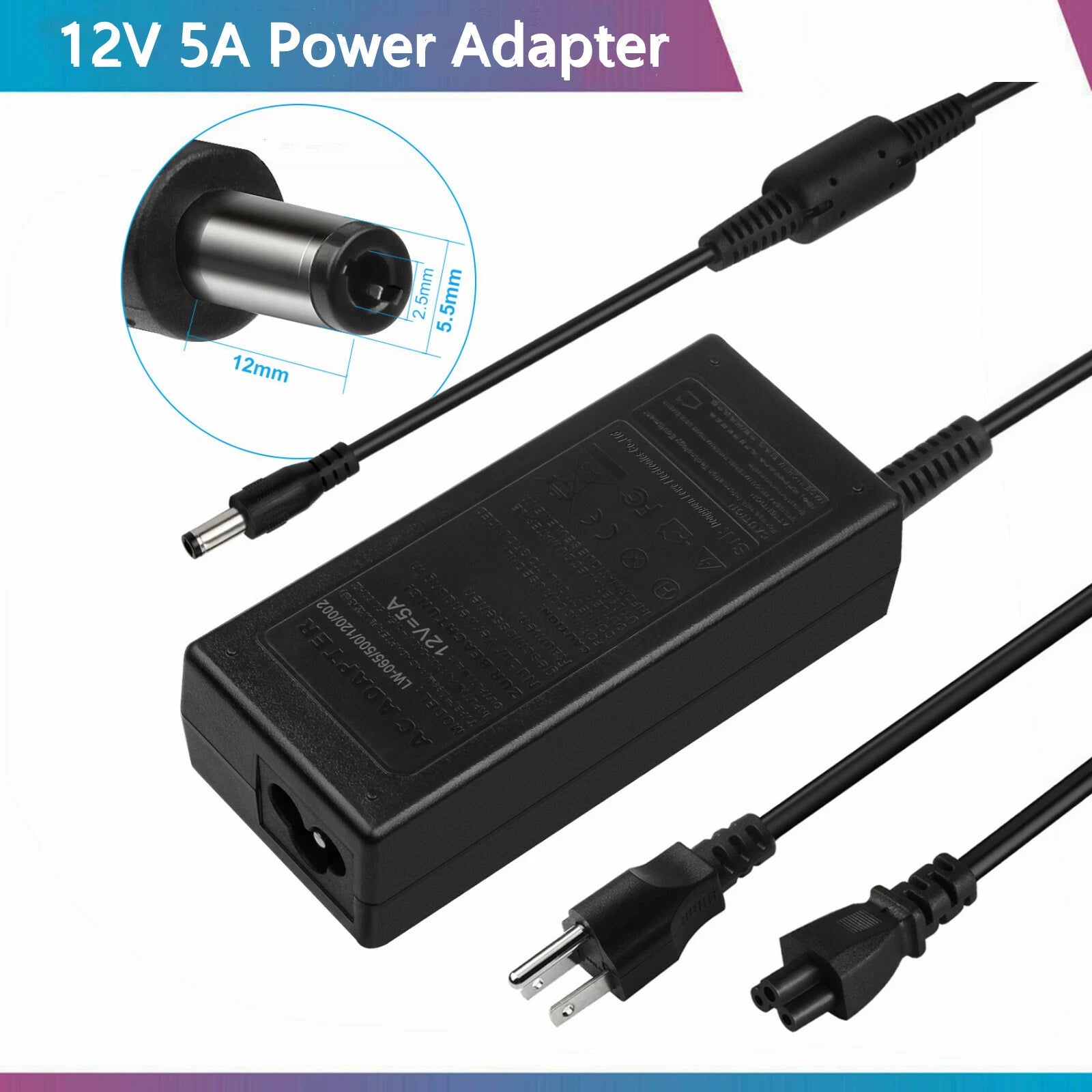 12V 5A AC Power Supply Cord Adapter for iMax B5 B6 LiPo Balance Battery Charger