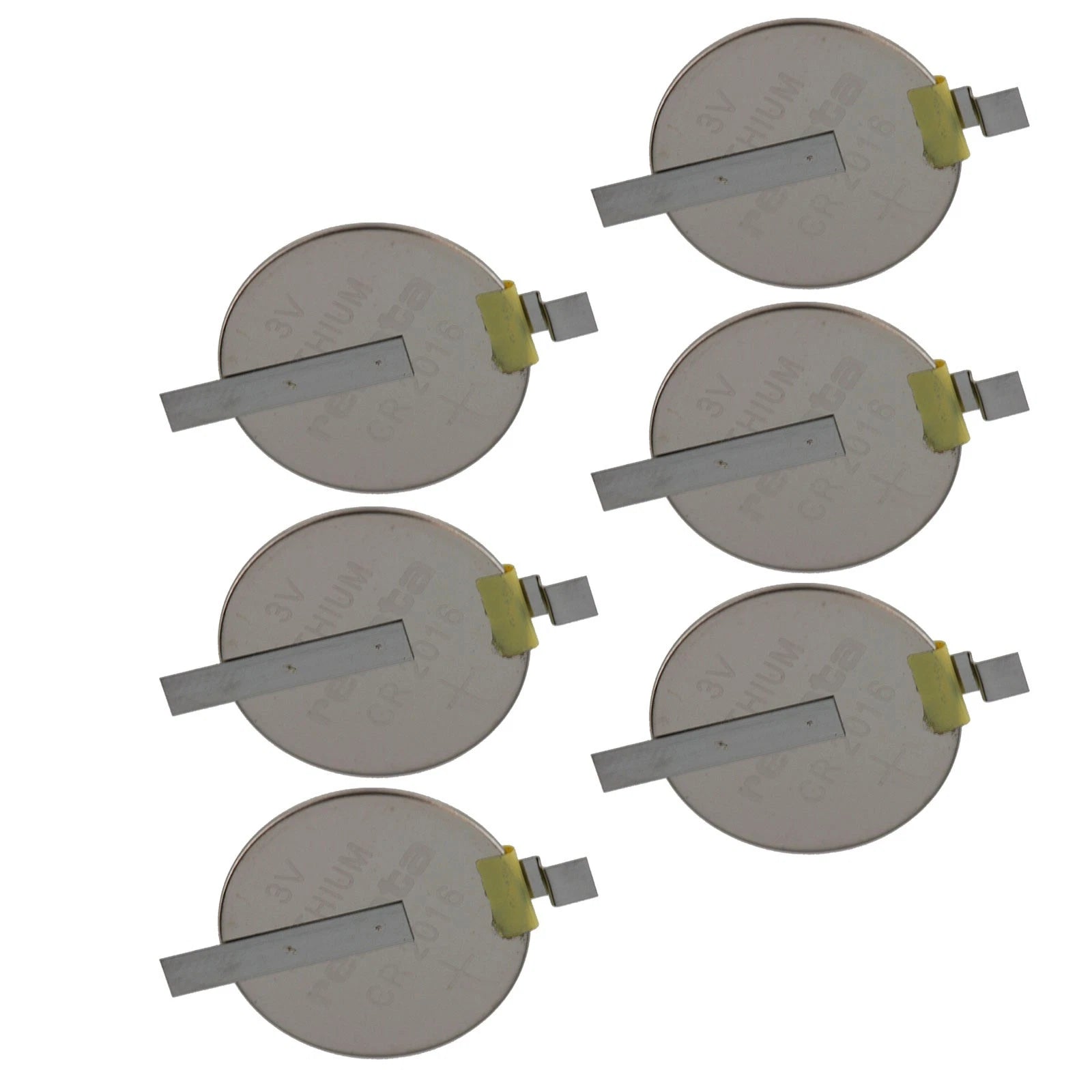 6x CR2016-MFR-SM 3V Lithium Coin Battery 2 PIN HORZ for SMT PCB Clocks