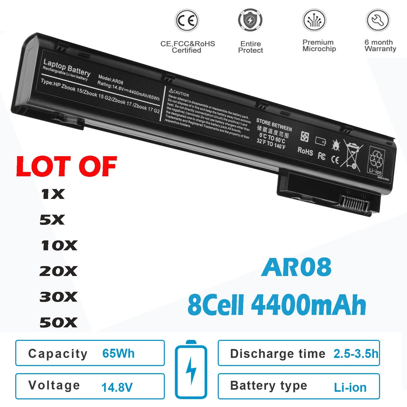??LOT OF AR08 AR08XL Battery For HP ZBook 15 17 HSTNN-IB4I 708455-001 707614-121