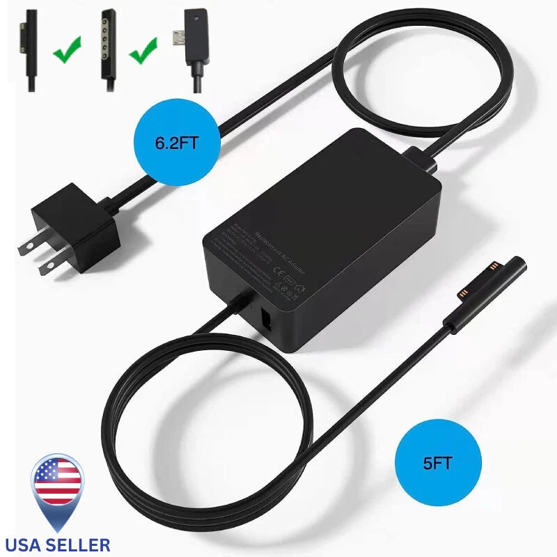 For Microsoft Surface Pro 2 3 4 5 6 X Charger Adapter 44W 65W 1706 1800 Netbook