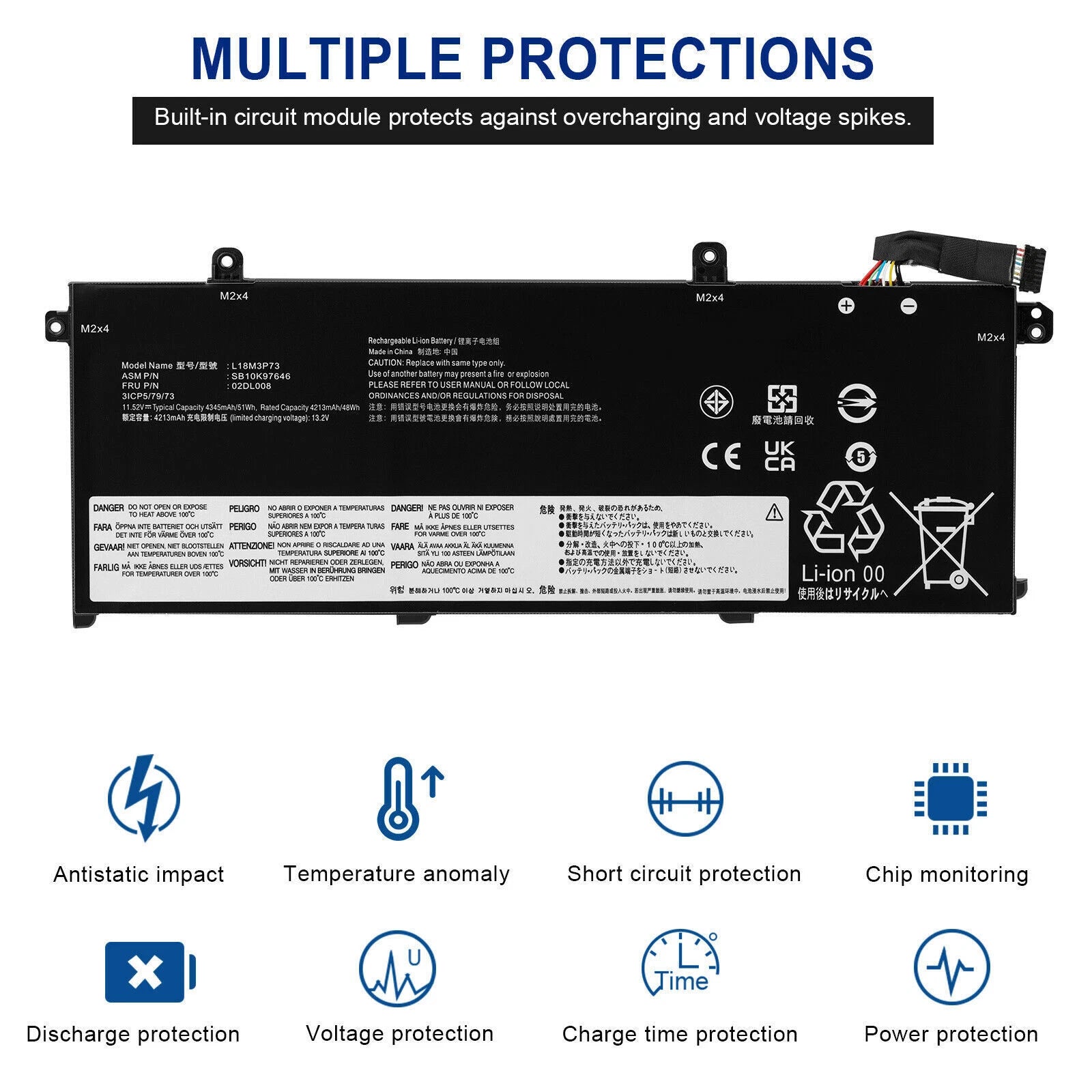 L18C3P72 L18L3P73 02DL007 Battery for Lenovo ThinkPad T490 T495 P43S T14 P14s